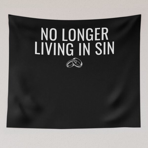 Item preview, No Longer Living in Sin Funny Bride Groom Marriage Wedding designed and sold by KristenSabol.