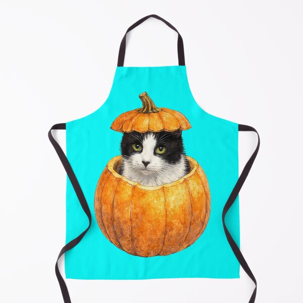 Item preview, Fall Tuxedo Cat Peeks From Inside A Pumpkin designed and sold by Lion and Lamb Design.
