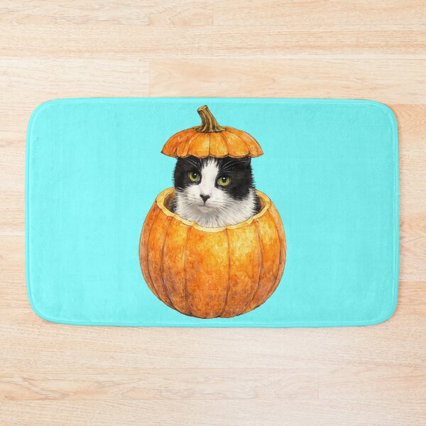 Item preview, Fall Tuxedo Cat Peeks From Inside A Pumpkin designed and sold by Lion and Lamb Design.