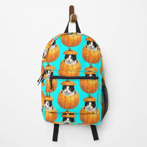 Item preview, Fall Tuxedo Cat Peeks From Inside A Pumpkin designed and sold by Lion and Lamb Design.