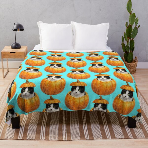 Item preview, Fall Tuxedo Cat Peeks From Inside A Pumpkin designed and sold by Lion and Lamb Design.