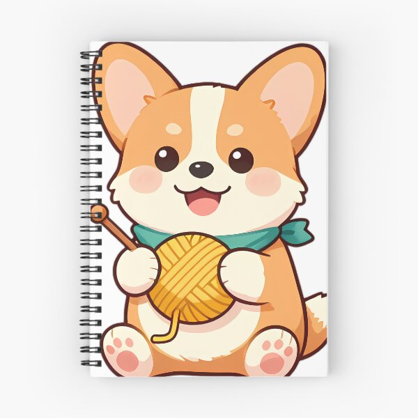 Item preview, Cute Corgi Puppy with Mustard Yarn and Knitting Needles designed and sold by pumsquare.