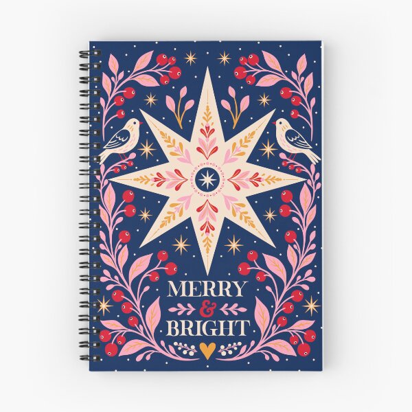 Item preview, Merry & Bright Folk Art Christmas Card designed and sold by The Home Of Pink Peach.