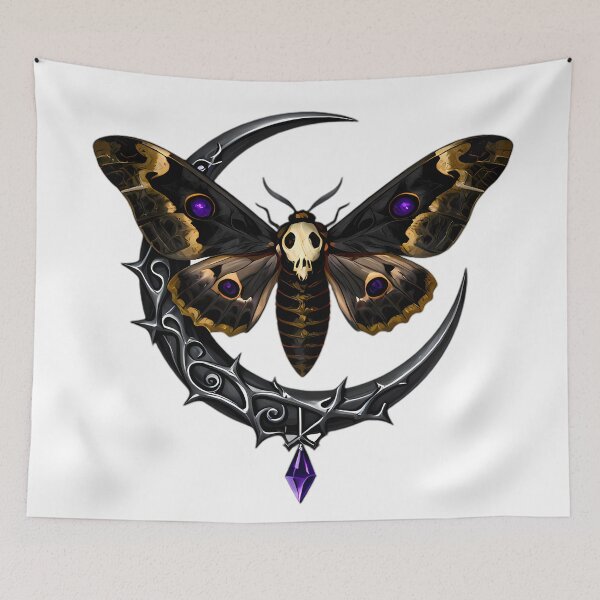 Item preview, Gothic Deaths Head Hawkmoth Silver Moon Arcana designed and sold by IllumeInk.