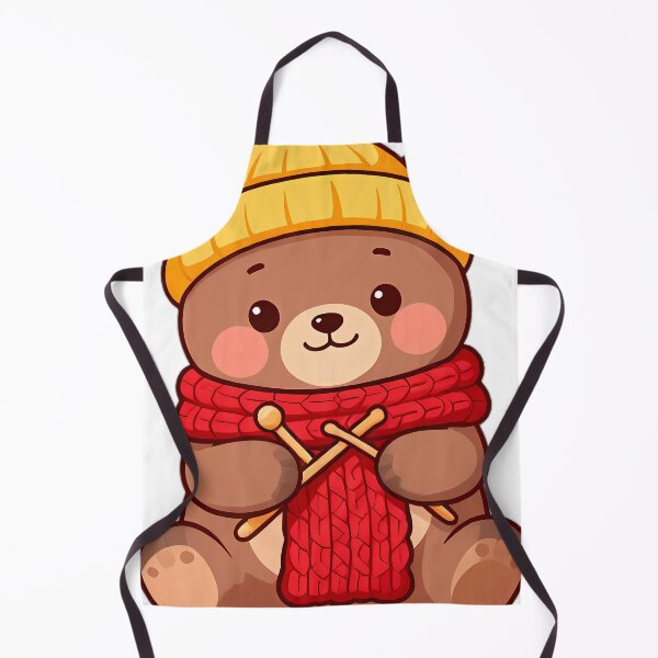 Item preview, Cute Bear Cub Knitting Chunky Crimson Scarf designed and sold by pumsquare.