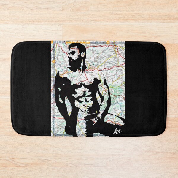 Item preview, Muscled Bearded Man Holding Cock By NLMKArtStudio designed and sold by NLMKArtStudio.