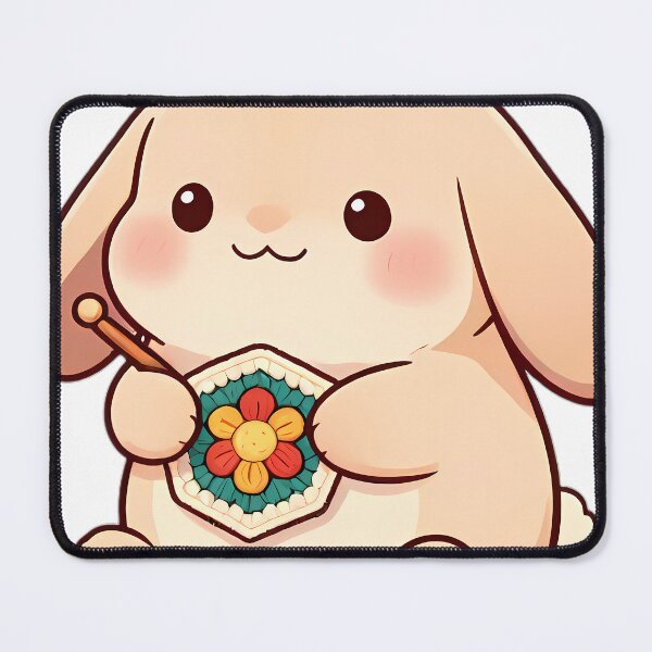 Item preview, Cute Lop Bunny Crocheting a Daisy Granny Square designed and sold by pumsquare.
