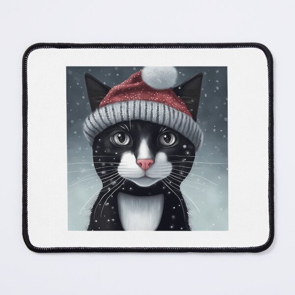Item preview, Black Cat In Red Winter Hat designed and sold by Raniya-Otte.