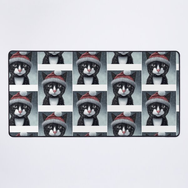 Item preview, Black Cat In Red Winter Hat designed and sold by Raniya-Otte.