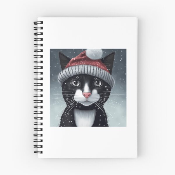 Artikelvorschau, Schwarze Katze mit roter Wintermütze entworfen und verkauft von Raniya-Otte.