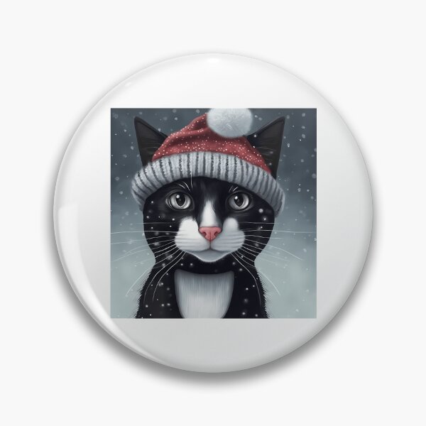 Item preview, Black Cat In Red Winter Hat designed and sold by Raniya-Otte.