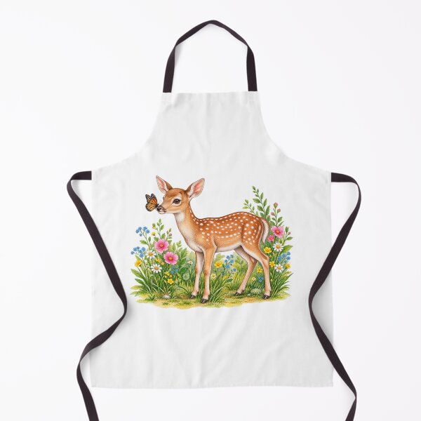 Item preview, Cute Baby Deer with Butterfly and Wildflowers – Kawaii Fawn Spring Woodland Nature designed and sold by MrDev.