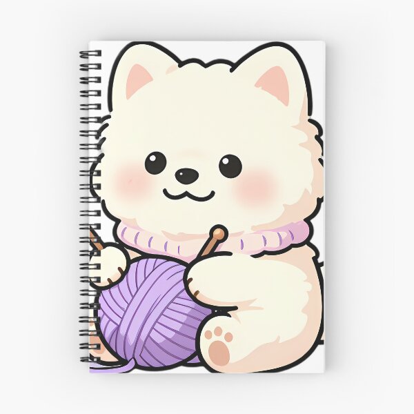 Item preview, Cute Samoyed Puppy with Lilac Crafting Wool Ball designed and sold by pumsquare.