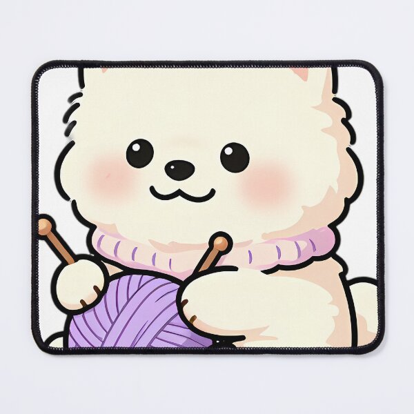 Item preview, Cute Samoyed Puppy with Lilac Crafting Wool Ball designed and sold by pumsquare.