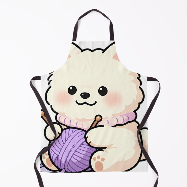 Item preview, Cute Samoyed Puppy with Lilac Crafting Wool Ball designed and sold by pumsquare.