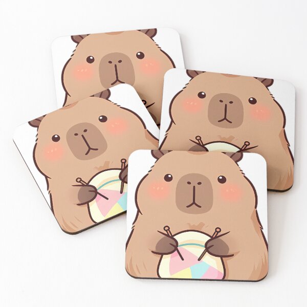 Item preview, Cute Capybara with Cozy Patchwork Knitted Blanket designed and sold by pumsquare.