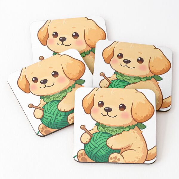 Item preview, Cute Golden Retriever with Emerald Green Yarn Ball designed and sold by pumsquare.
