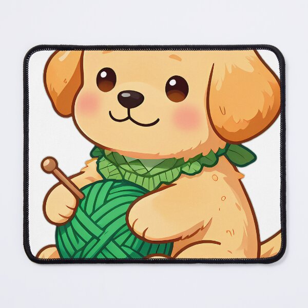 Item preview, Cute Golden Retriever with Emerald Green Yarn Ball designed and sold by pumsquare.