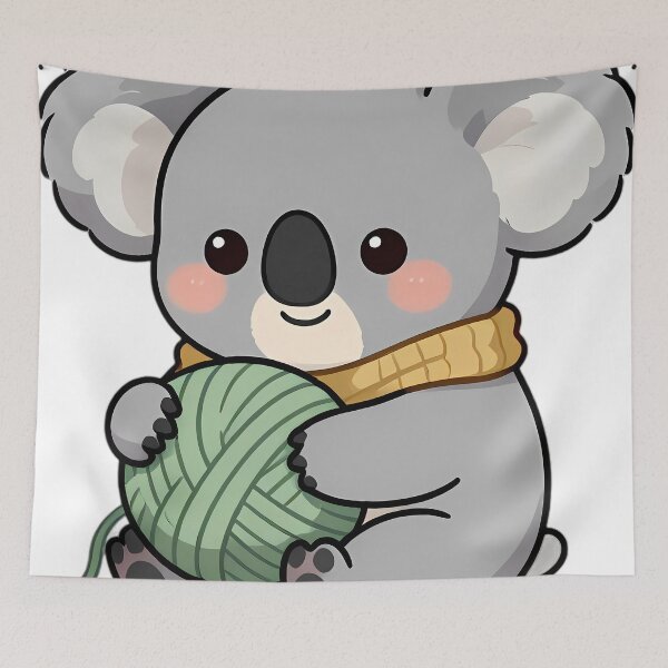 Item preview, Cute Koala Hugging Eucalyptus Sage Wool Skein designed and sold by pumsquare.