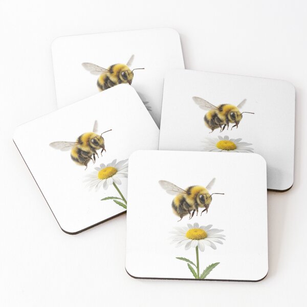Item preview, Fluffy Bumblebee Hovering Over Daisy Minimalist 3D designed and sold by meghnad.