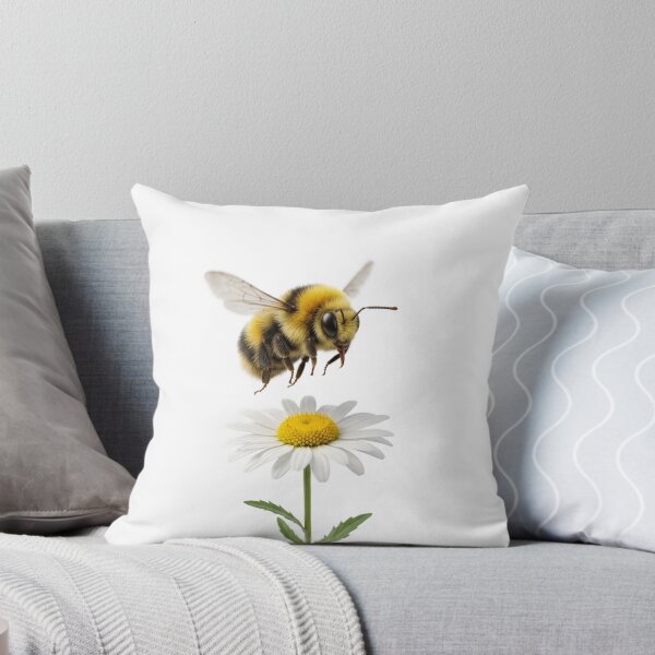 Item preview, Fluffy Bumblebee Hovering Over Daisy Minimalist 3D designed and sold by meghnad.