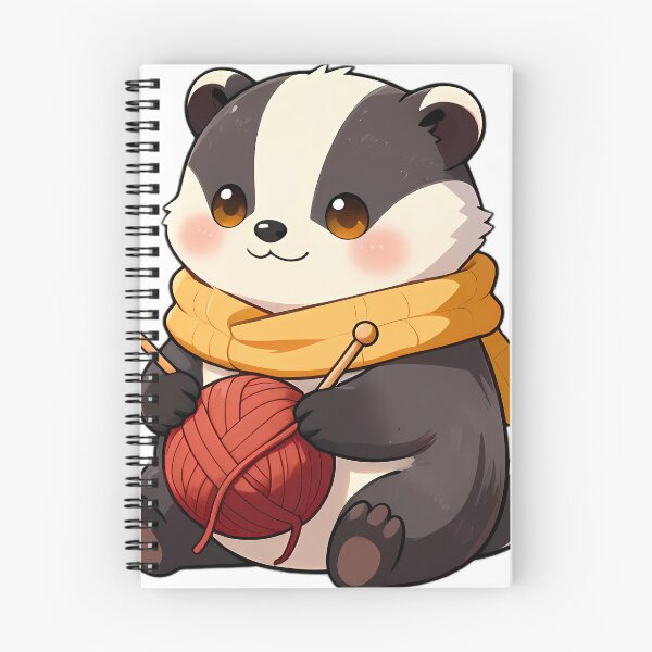 Item preview, Cute Badger with Rust Red Wool Ball and Needles designed and sold by pumsquare.