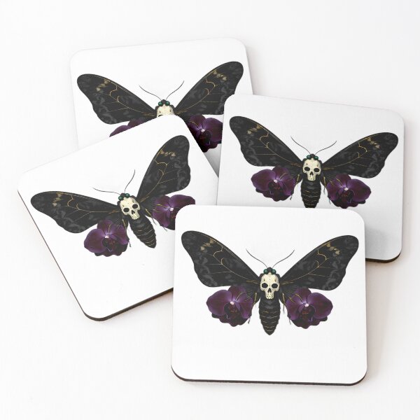 Item preview, Gothic Deaths Head Hawkmoth Purple Orchid designed and sold by IllumeInk.