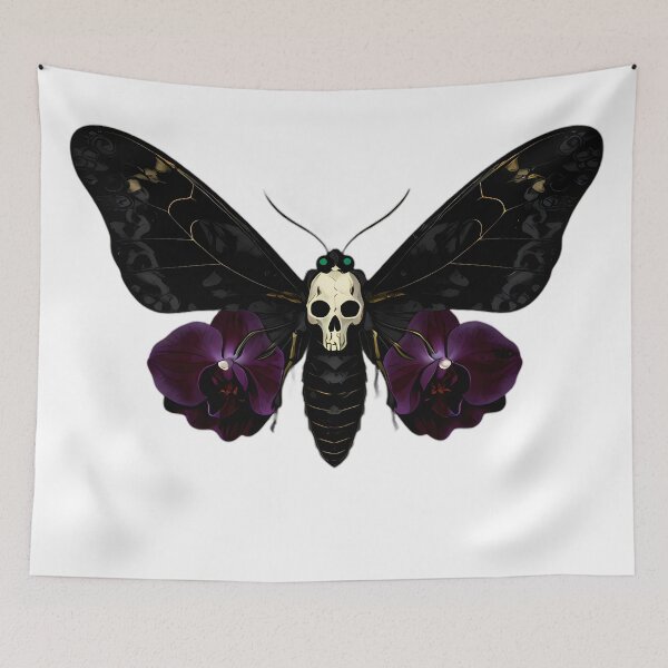 Item preview, Gothic Deaths Head Hawkmoth Purple Orchid designed and sold by IllumeInk.