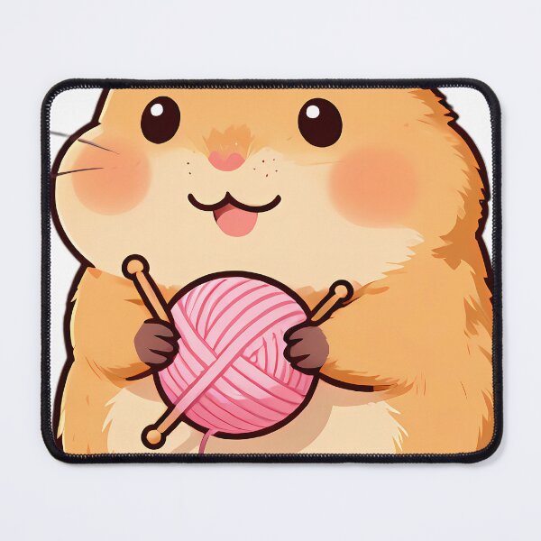Item preview, Cute Hamster with Pastel Pink Wool Yarn Ball designed and sold by pumsquare.