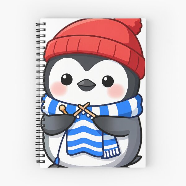 Item preview, Cute Penguin Chick Knitting Royal Blue Scarf designed and sold by pumsquare.