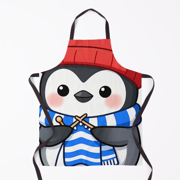 Item preview, Cute Penguin Chick Knitting Royal Blue Scarf designed and sold by pumsquare.