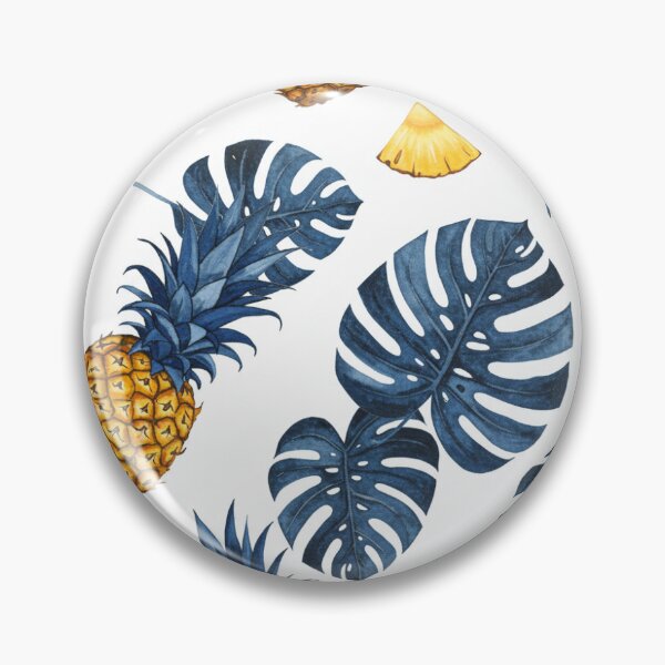 Artikelvorschau, Aquarellmuster mit Ananasscheiben und Monstera entworfen und verkauft von BeachWhisper.