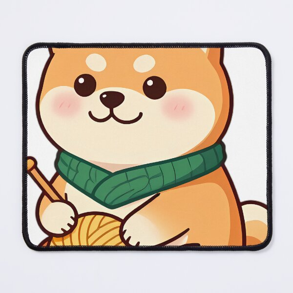 Item preview, Cute Shiba Inu with Golden Honey Yarn and Needles designed and sold by pumsquare.