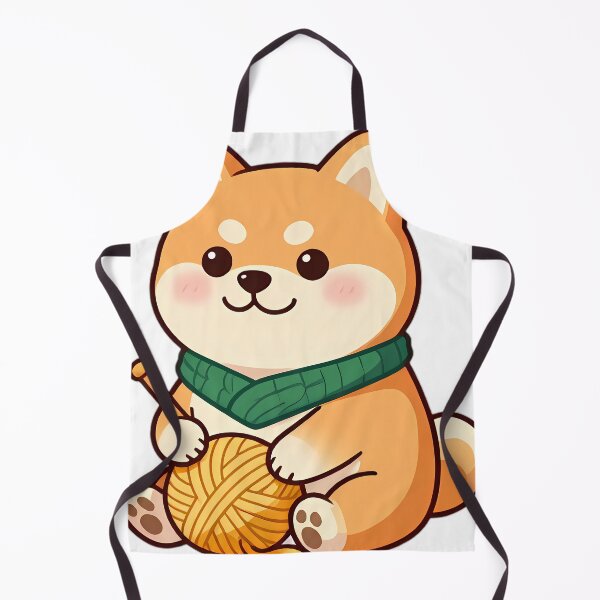Item preview, Cute Shiba Inu with Golden Honey Yarn and Needles designed and sold by pumsquare.