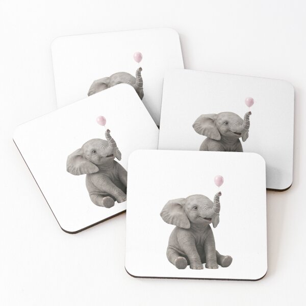 Item preview, Cute Baby Elephant with Tiny Balloon 3D Art designed and sold by meghnad.