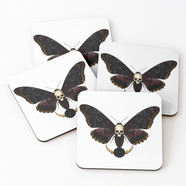 Item preview, Gothic Deaths Head Hawkmoth Gold Crescent Dahlia designed and sold by IllumeInk.