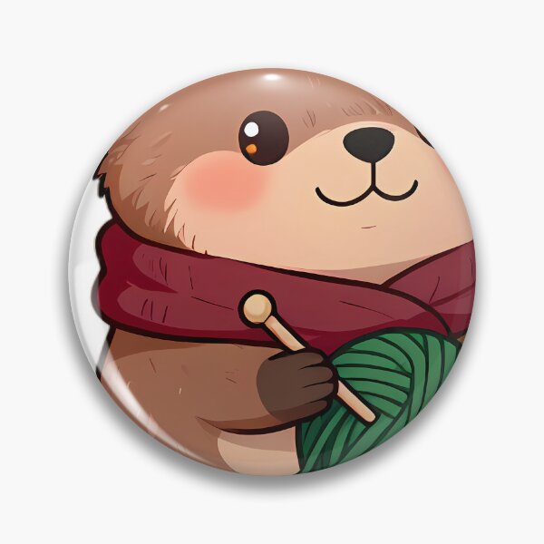 Item preview, Cute Beaver Knitting with Forest Green Wool designed and sold by pumsquare.
