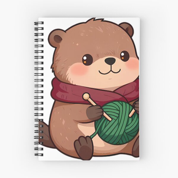 Item preview, Cute Beaver Knitting with Forest Green Wool designed and sold by pumsquare.