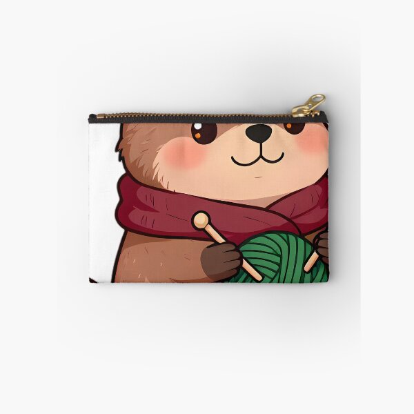 Item preview, Cute Beaver Knitting with Forest Green Wool designed and sold by pumsquare.