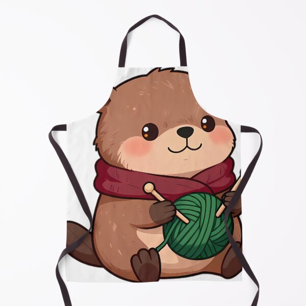Item preview, Cute Beaver Knitting with Forest Green Wool designed and sold by pumsquare.