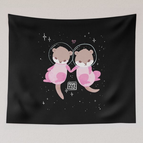 Item preview, Otters in Space Holding Paws Celestial Love designed and sold by TROYESCAMI.