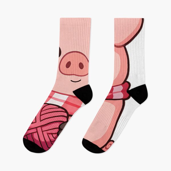 Item preview, Cute Piglet with Berry Pink Wool and Knitting Needles designed and sold by pumsquare.