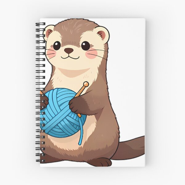 Item preview, Cute Ferret Snuggled Around Sky Blue Yarn Ball designed and sold by pumsquare.