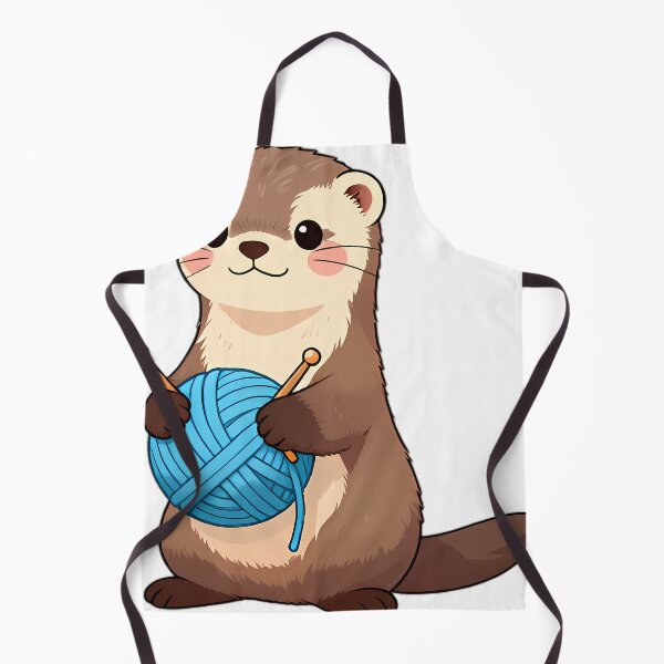 Item preview, Cute Ferret Snuggled Around Sky Blue Yarn Ball designed and sold by pumsquare.