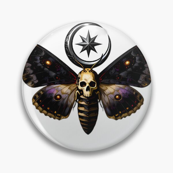Item preview, Gothic Deaths Head Hawkmoth Lunar Star Emblem designed and sold by IllumeInk.