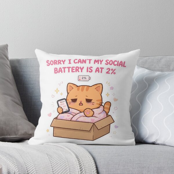 Item preview, Sorry I Can't My Social Battery Is At 2% - Cute Introvert Orange Cat In Box designed and sold by Interactive-Art.