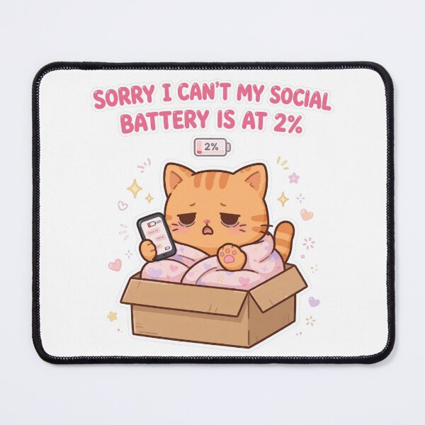 Item preview, Sorry I Can't My Social Battery Is At 2% - Cute Introvert Orange Cat In Box designed and sold by Interactive-Art.
