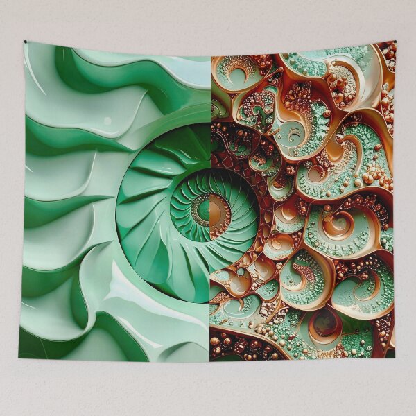 Item preview, Celadon Wave and Metallic Copper Vortex designed and sold by Vicky Brago-Mitchell®.