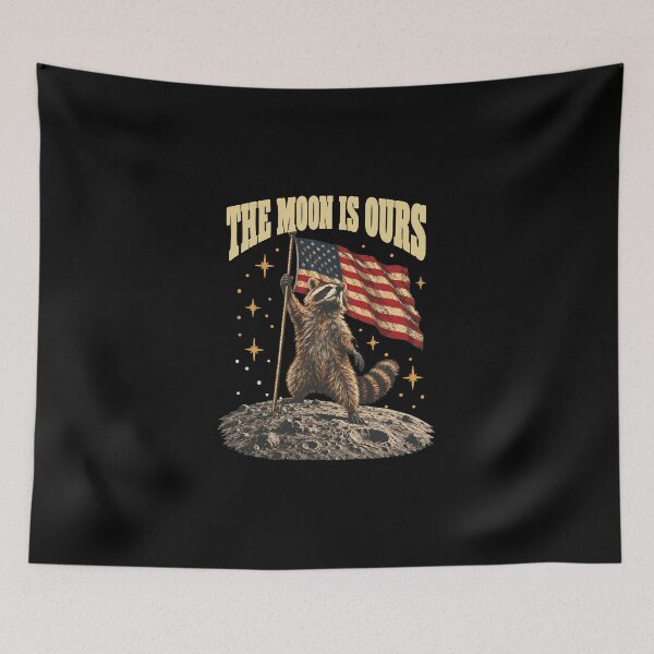 Item preview, the moon is ours Raccoon Meme designed and sold by Thudesign85.