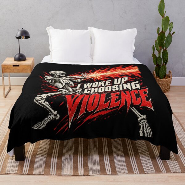 Item preview, I Woke Up Choosing Violence Skeleton Fire Funny Meme Design designed and sold by JapanAnimeSH1.